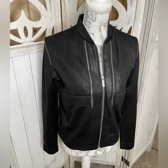 The Kooples Sport Womens Small Full Zip Zipper Accents Jacket Black - Picture 1 of 6